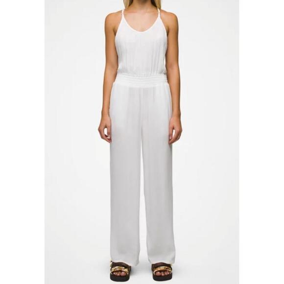 Prana Pants - prAna Fernie Wide Leg Jumpsuit Swim Cover Up Modal Pockets White Size S NWT